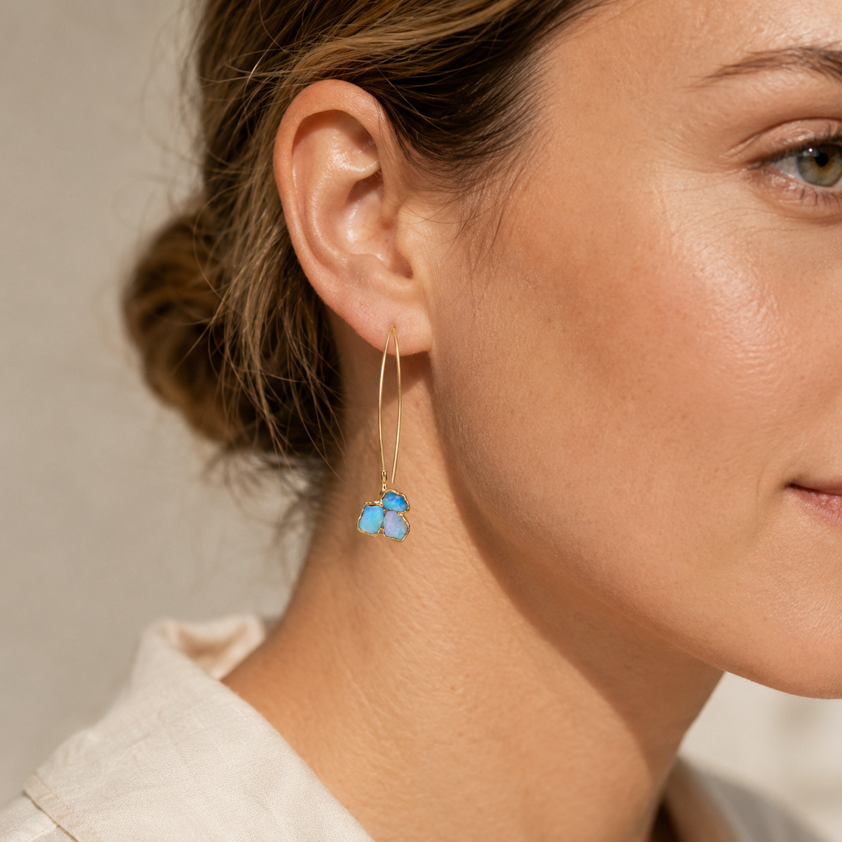 Raw Australian Opal Cluster Earrings