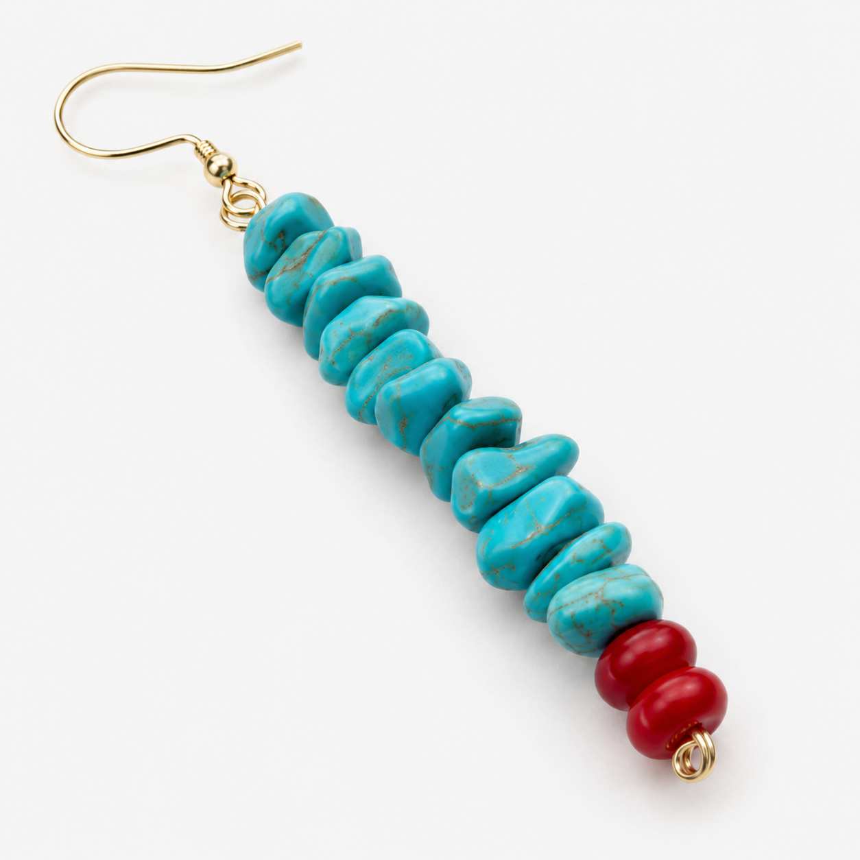 Turquoise Red Agate Beaded Earrings