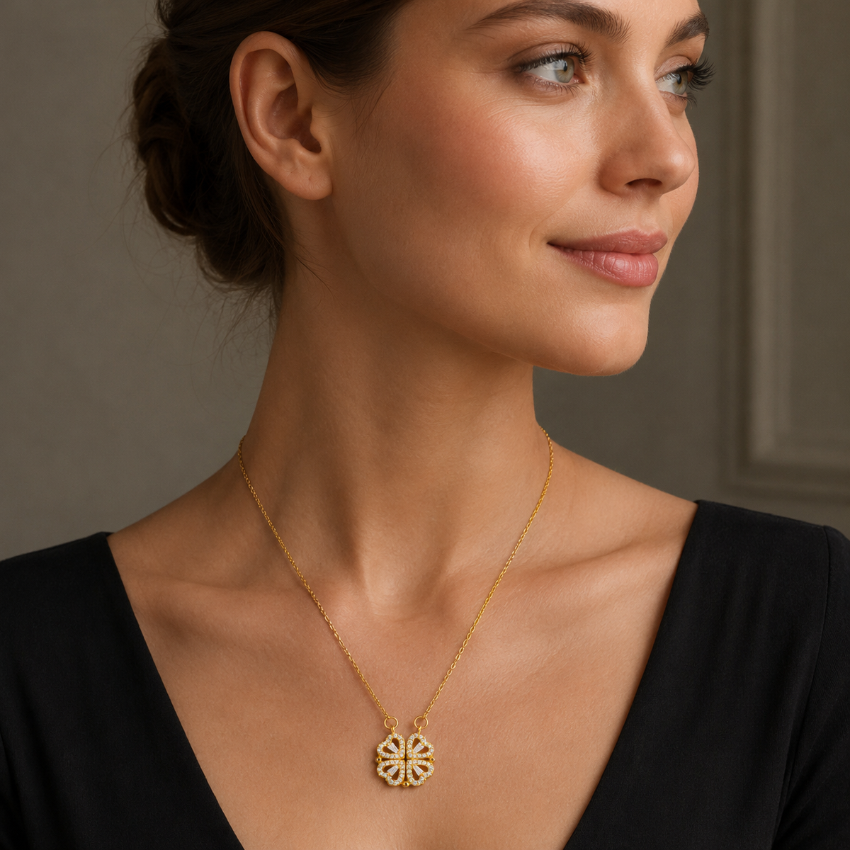 Four-Leaf Clover Heart Necklace