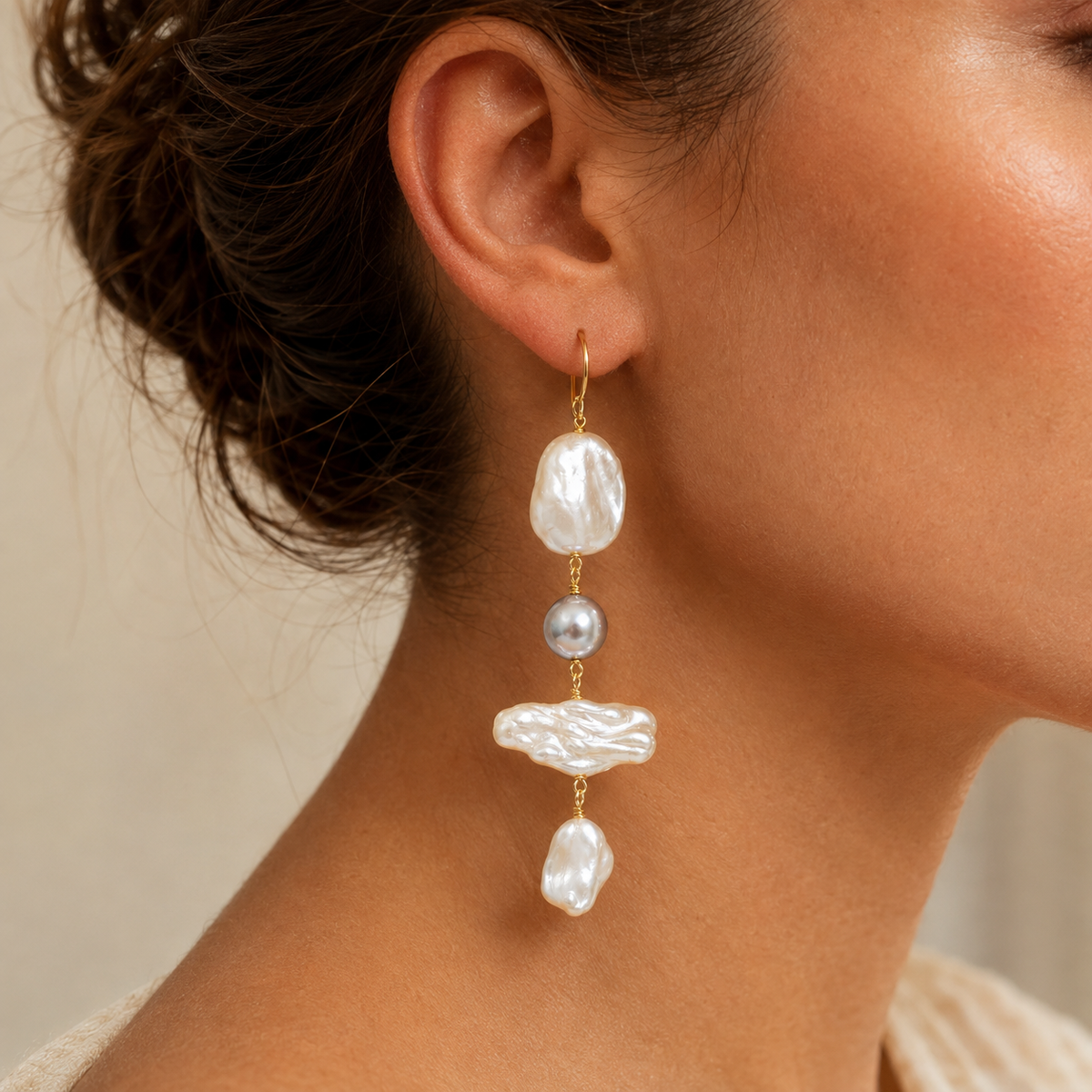 Mixed Baroque Pearl Statement Earrings