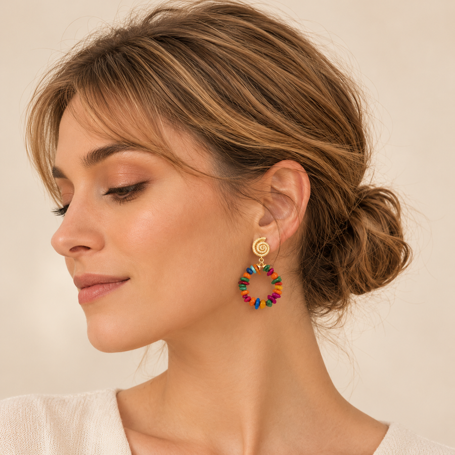Colorful Natural Stone Clip-On Earrings
