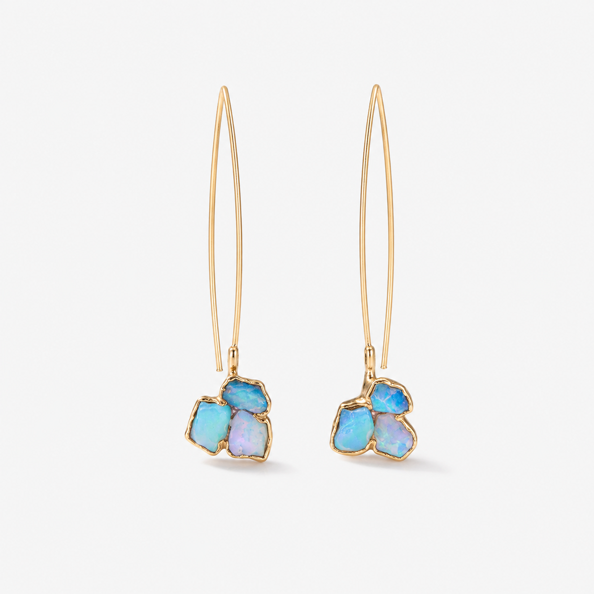 Raw Australian Opal Cluster Earrings