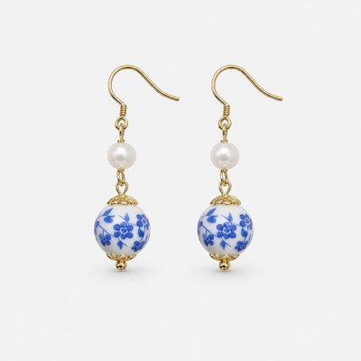 Blue Porcelain Clip-On Earrings