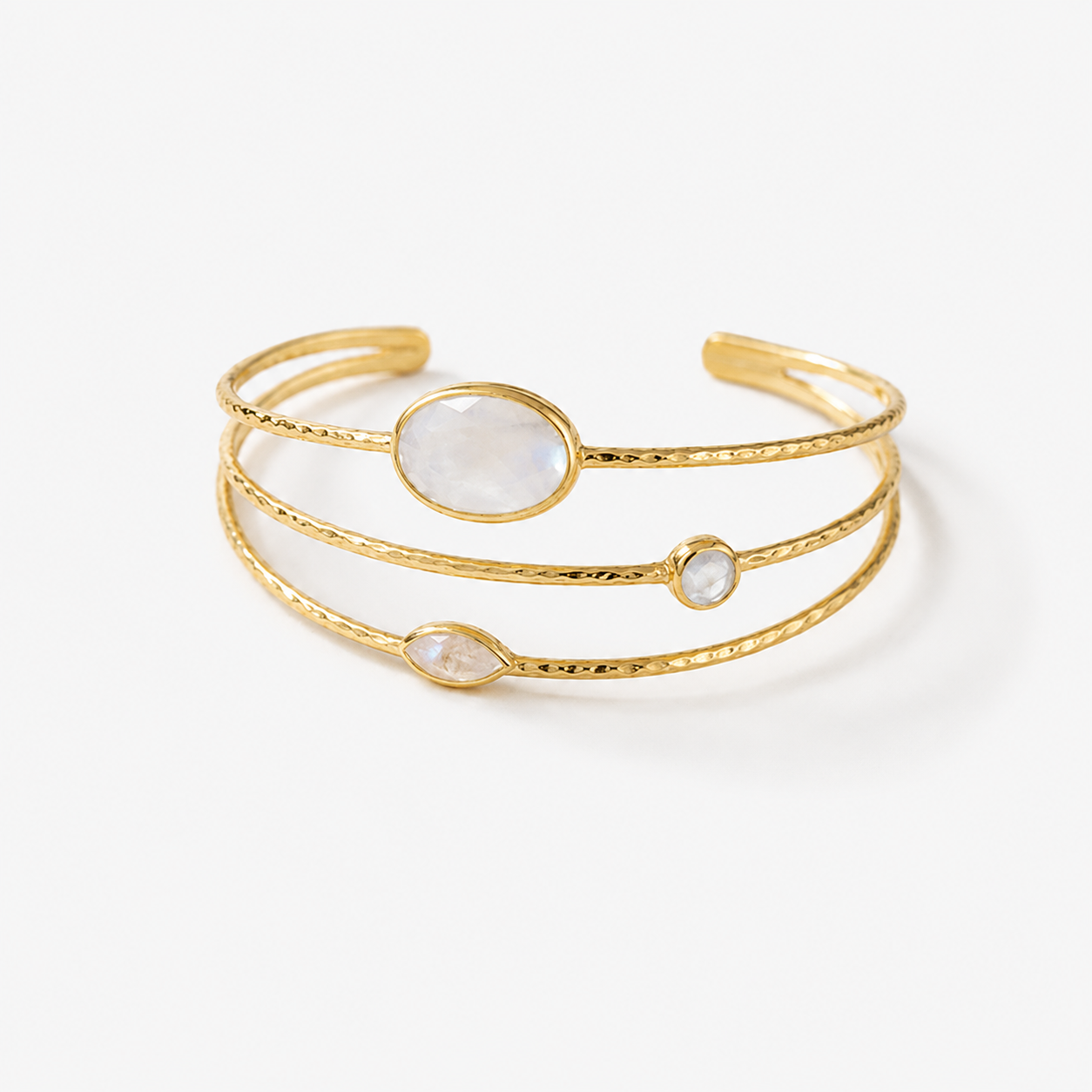 Moonstone Gold Cuff Bracelet | TEWIKY