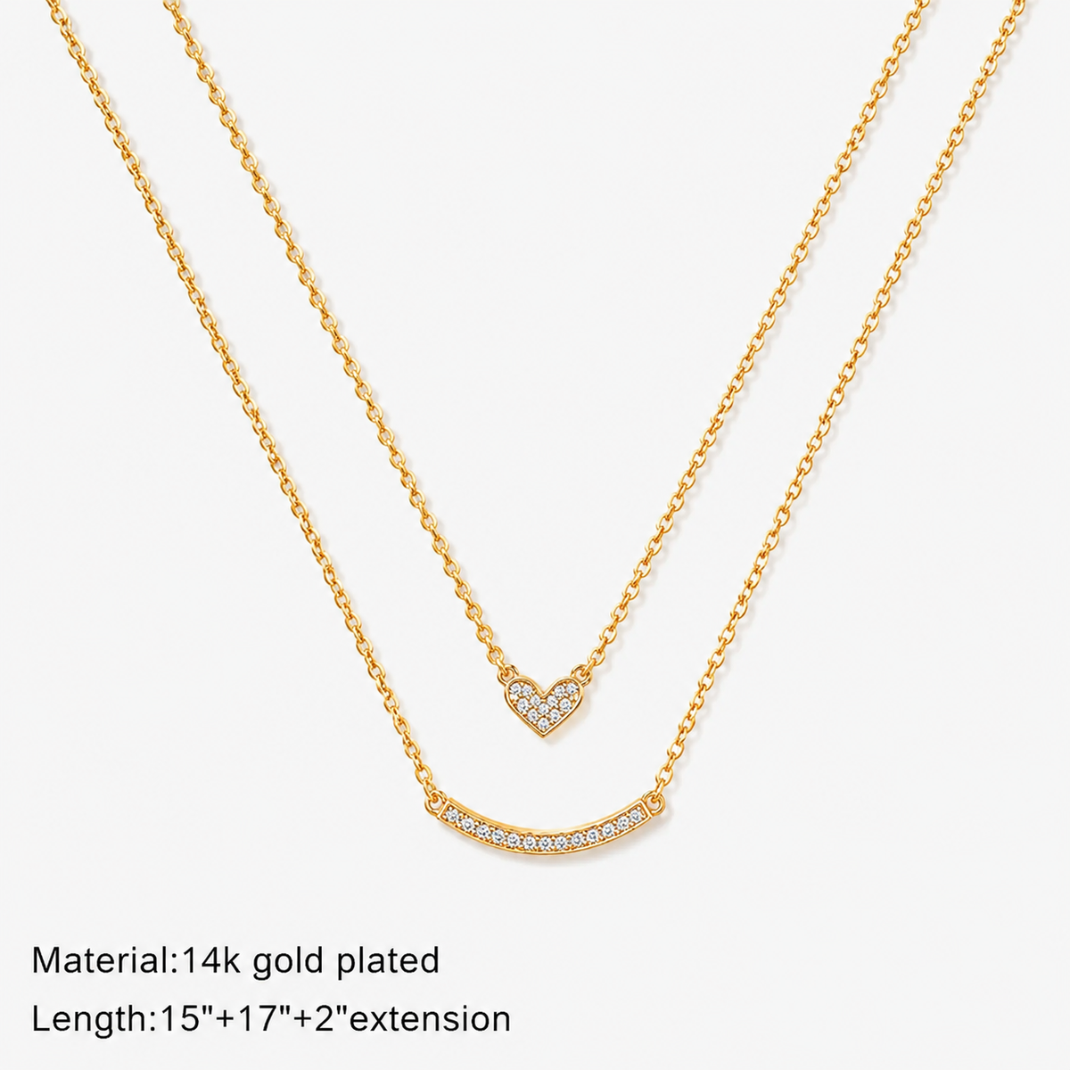 Layered Heart Bar Necklace
