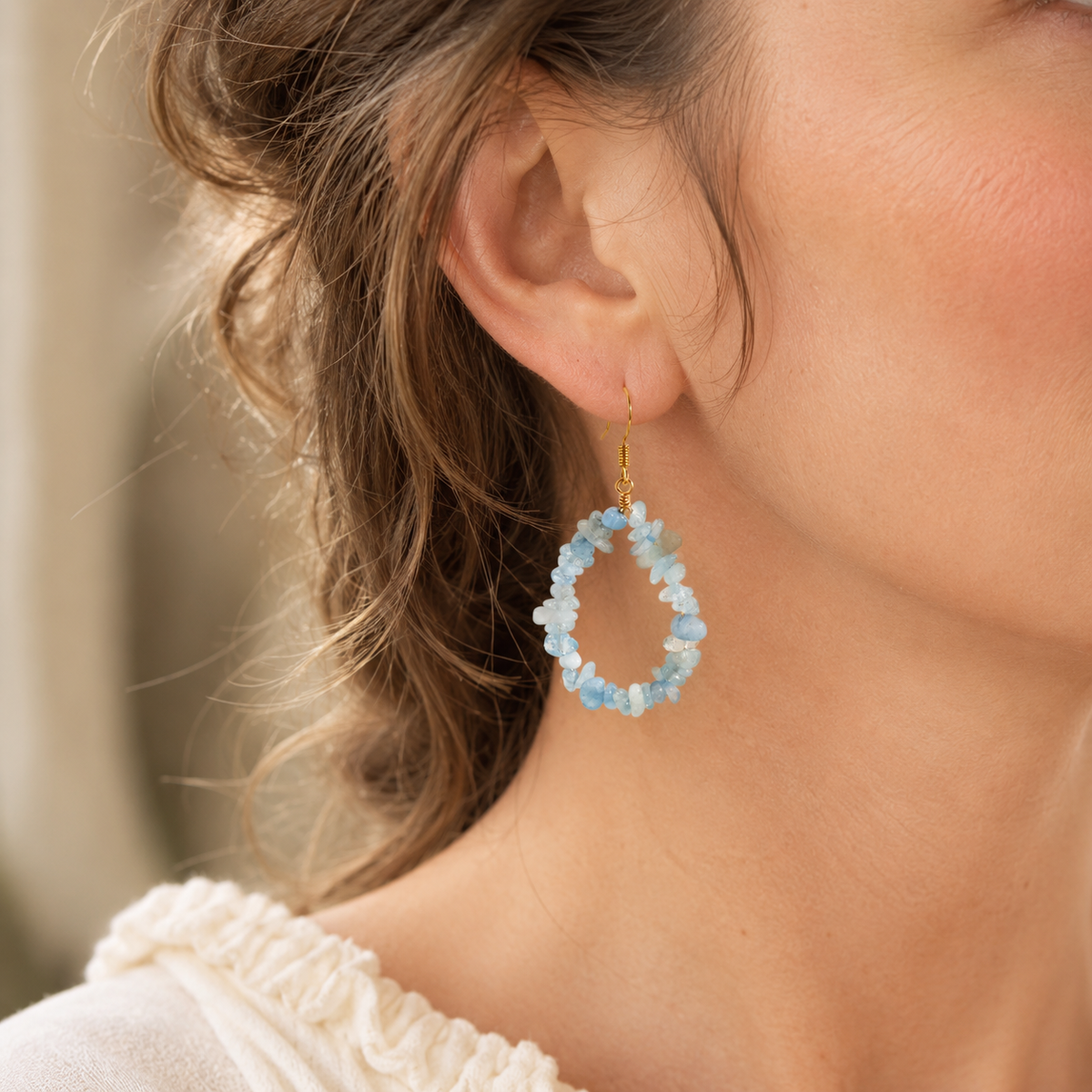 Gemstone Chip Teardrop Earrings