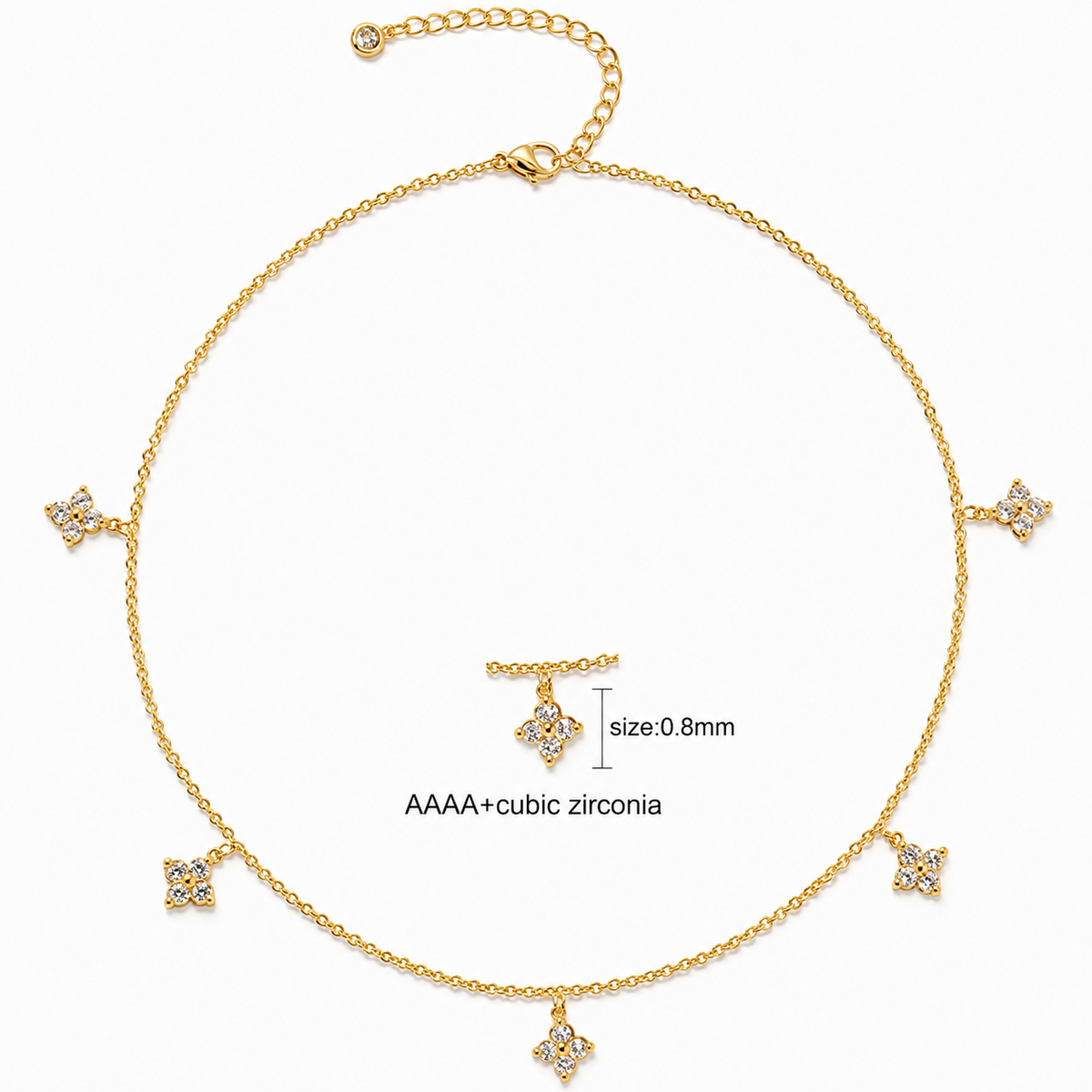 Dainty CZ Cross Choker Necklace