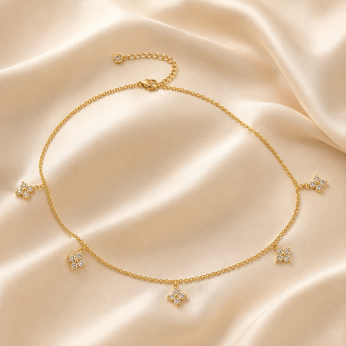 Dainty CZ Cross Choker Necklace
