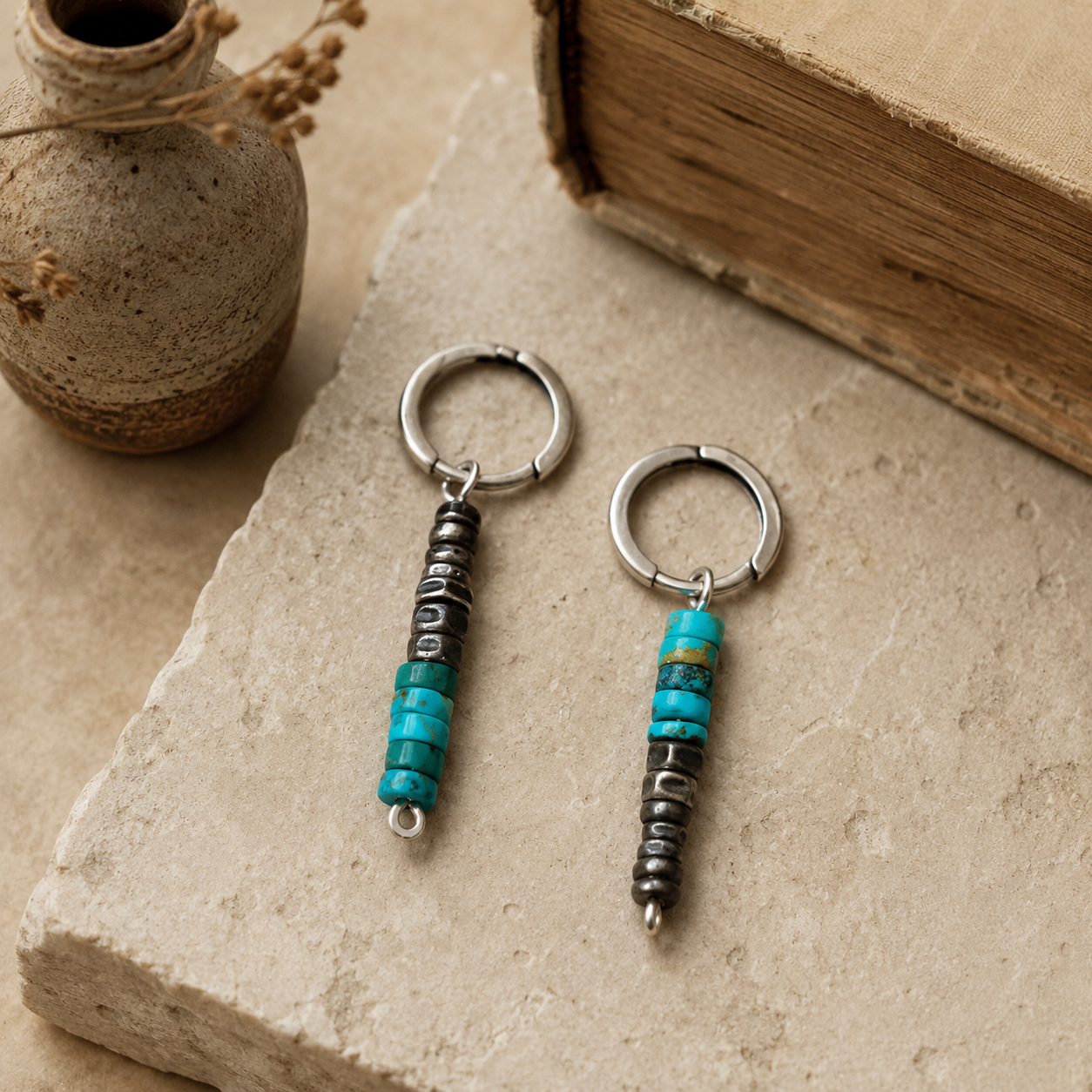 Asymmetrical Tibetan Dangle Earrings