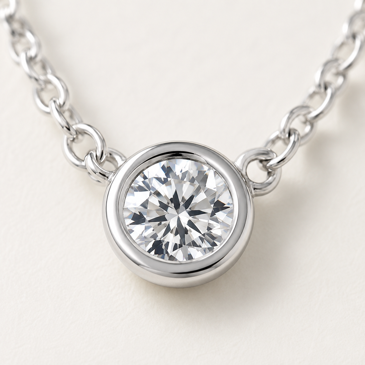 Dainty CZ Bezel Pendant Necklace