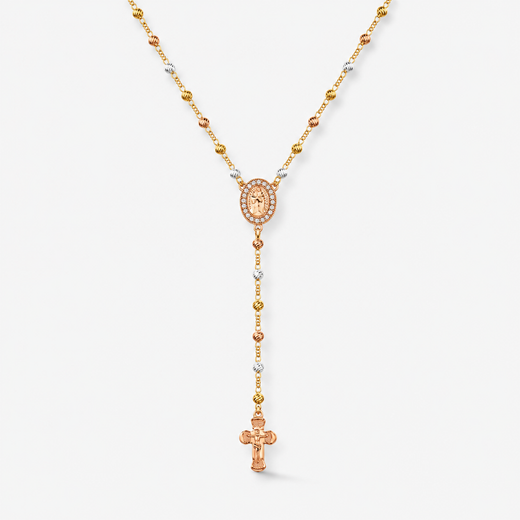 Gold Virgin Mary Cross Y Chain Necklace for Women