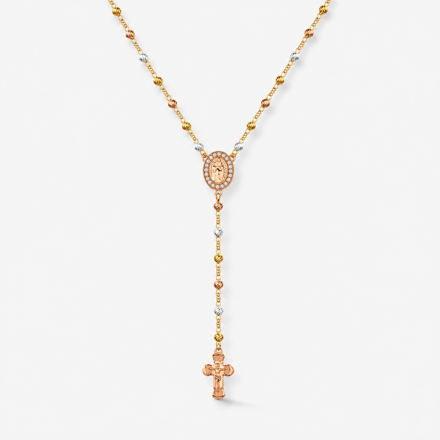Gold Virgin Mary Cross Y Chain Necklace for Women
