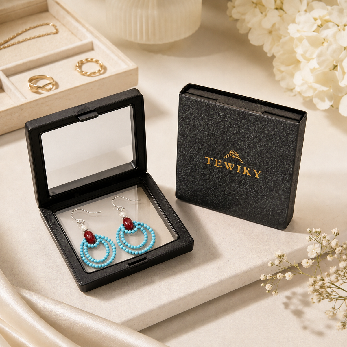 Namtso Turquoise Red Agate Earrings