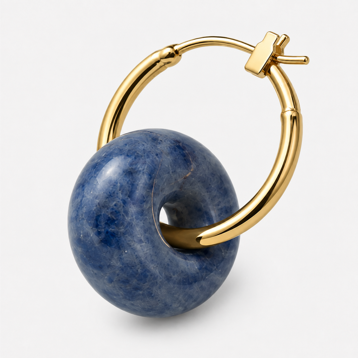 Blue Yellow Agate Hoop Earrings