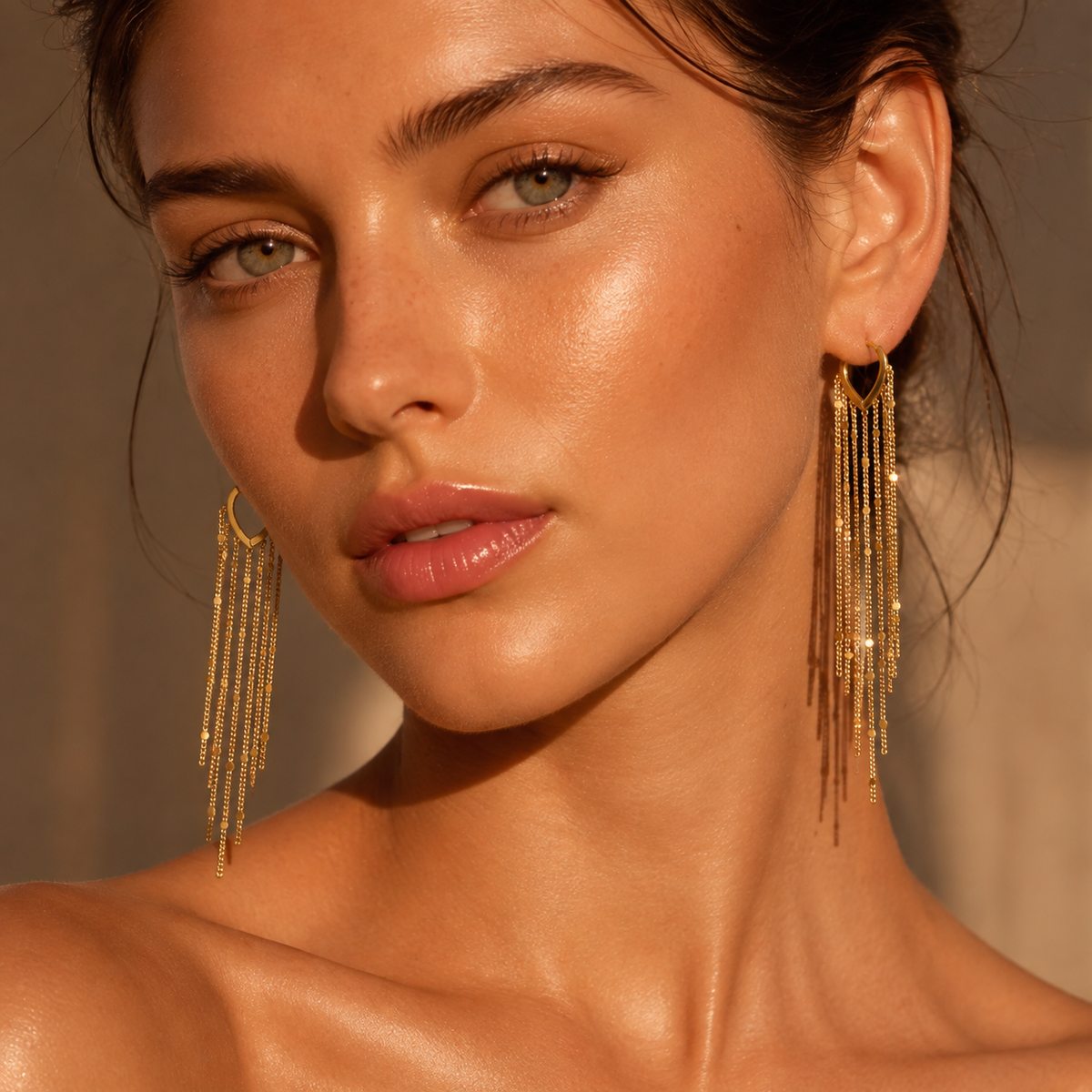 Gold Long Tassel Earrings