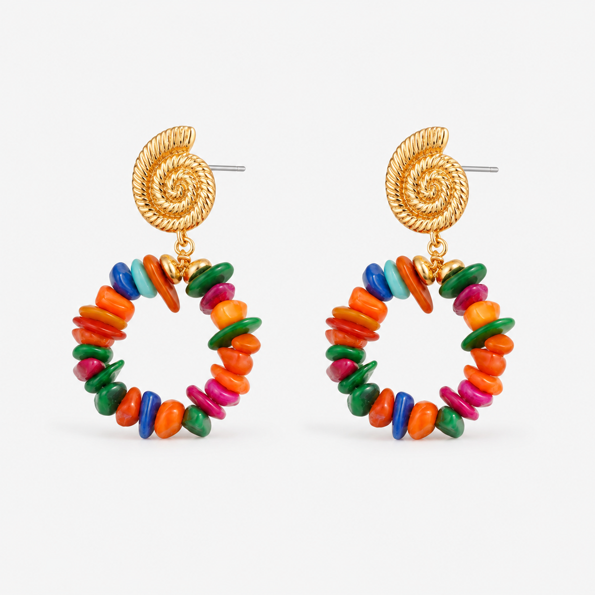 Colorful Natural Stone Clip-On Earrings