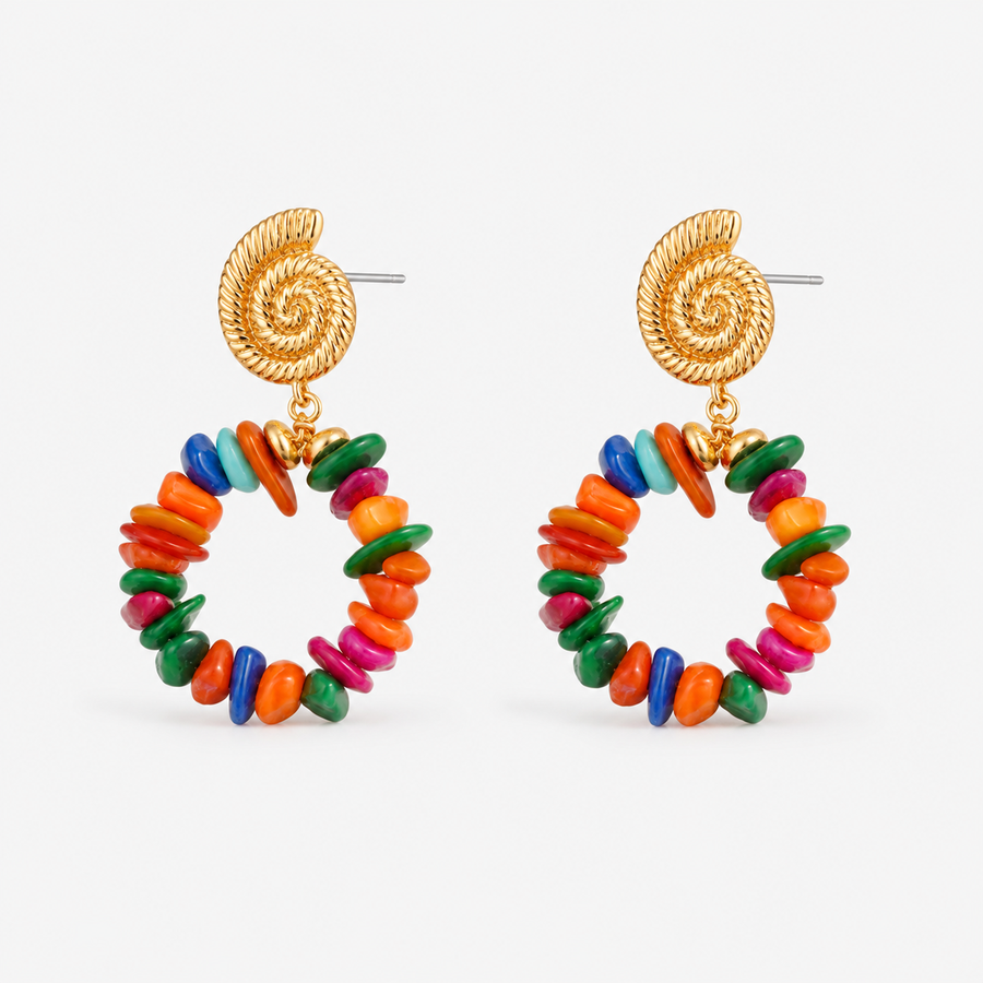 Colorful Natural Stone Clip-On Earrings