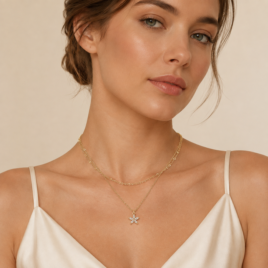 Dainty CZ Flower Necklace