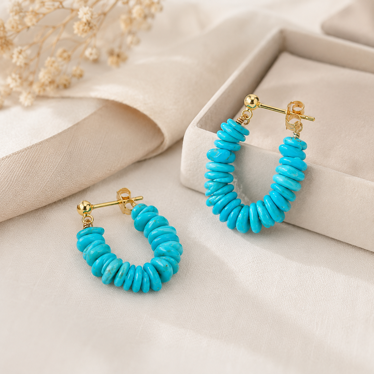 Natural Turquoise U-Shape Earrings