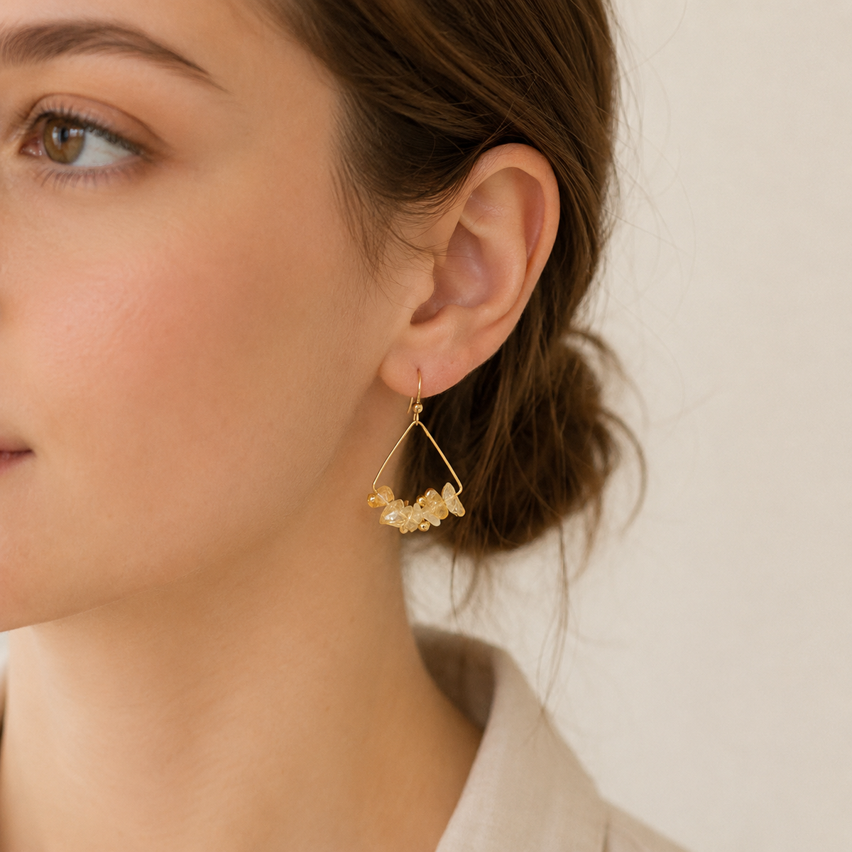 Crystal Chip Triangle Earrings