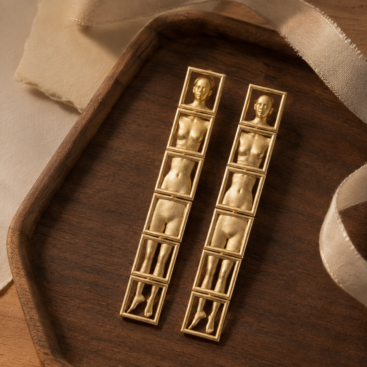 Abstract Matte Metal Stud Earrings
