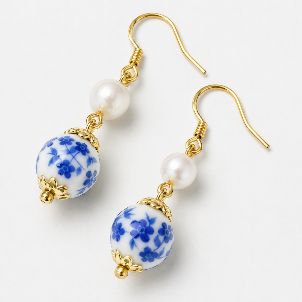 Blue Porcelain Clip-On Earrings