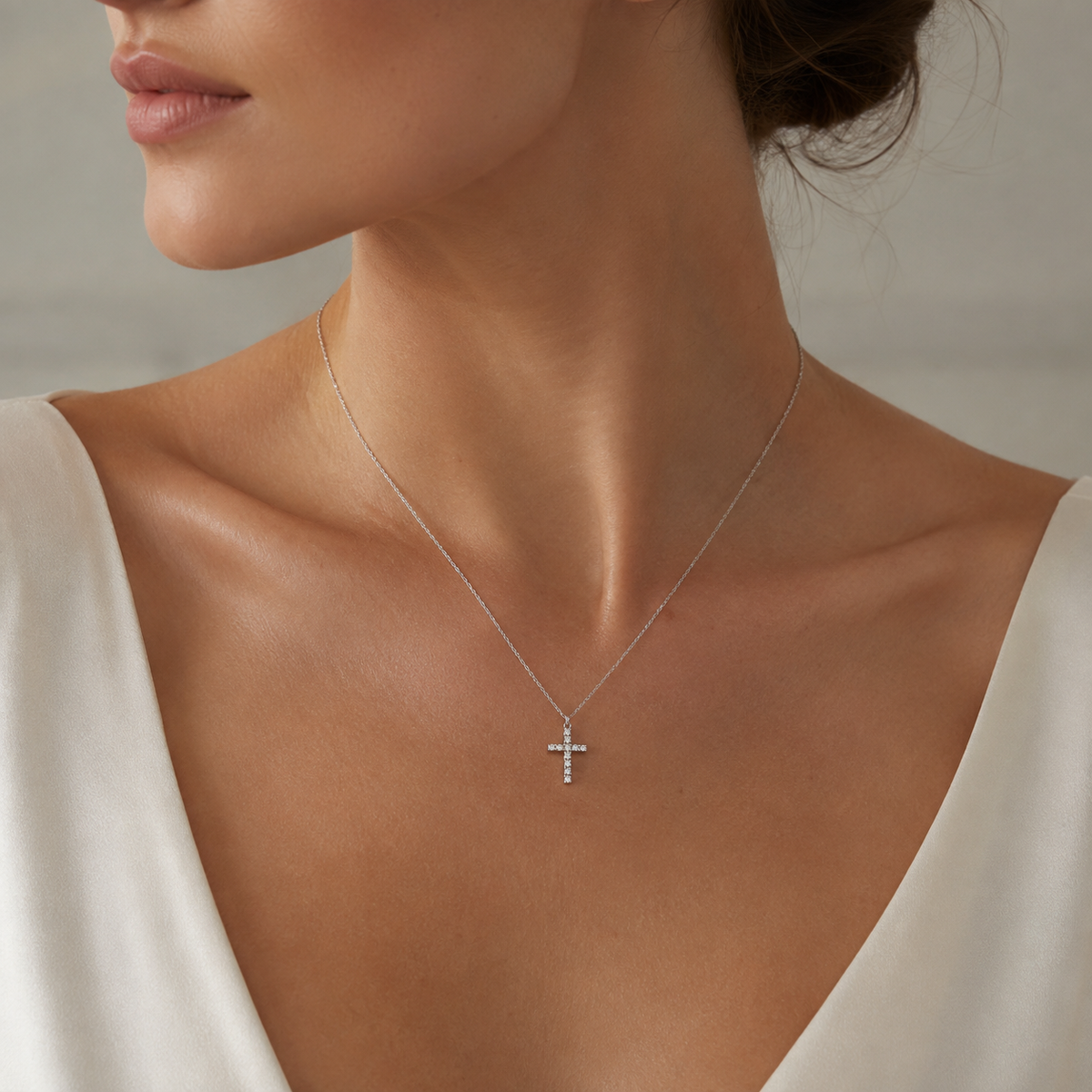 Sparkling CZ Cross Pendant Necklace