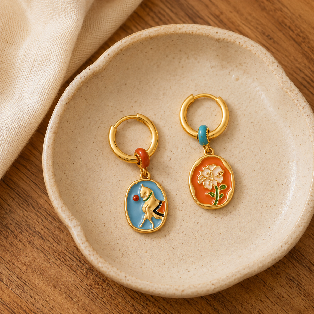 Horse Floral Hoop Earrings