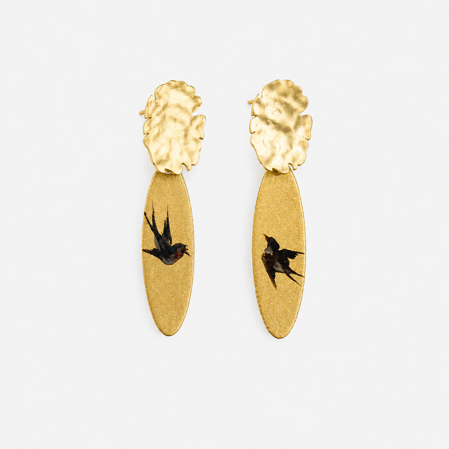 Hand-Painted Flying Swallow Earrings