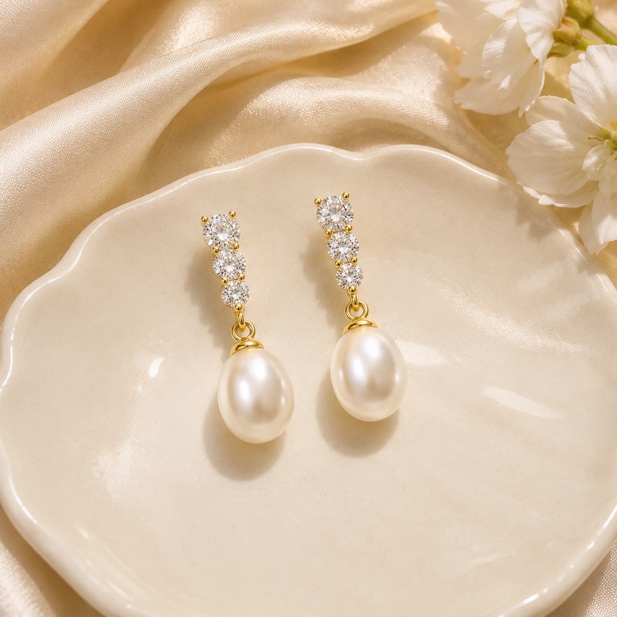 Classic Bridal Pearl Drop Earrings