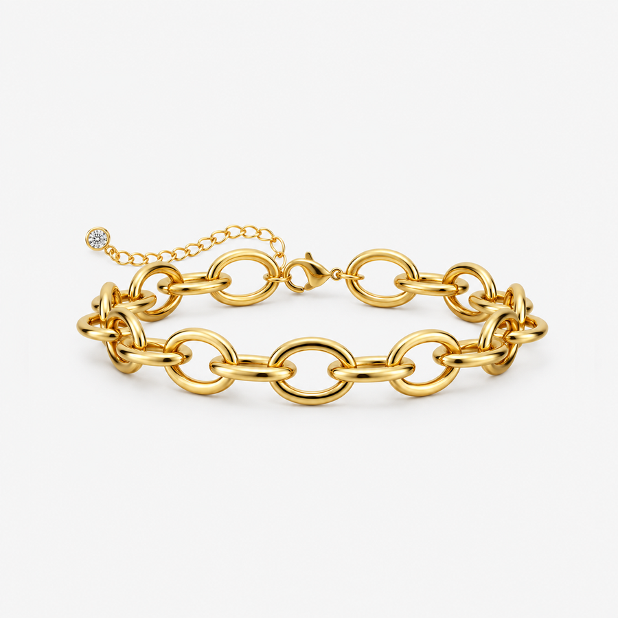 Gold O Link Chain Bracelet