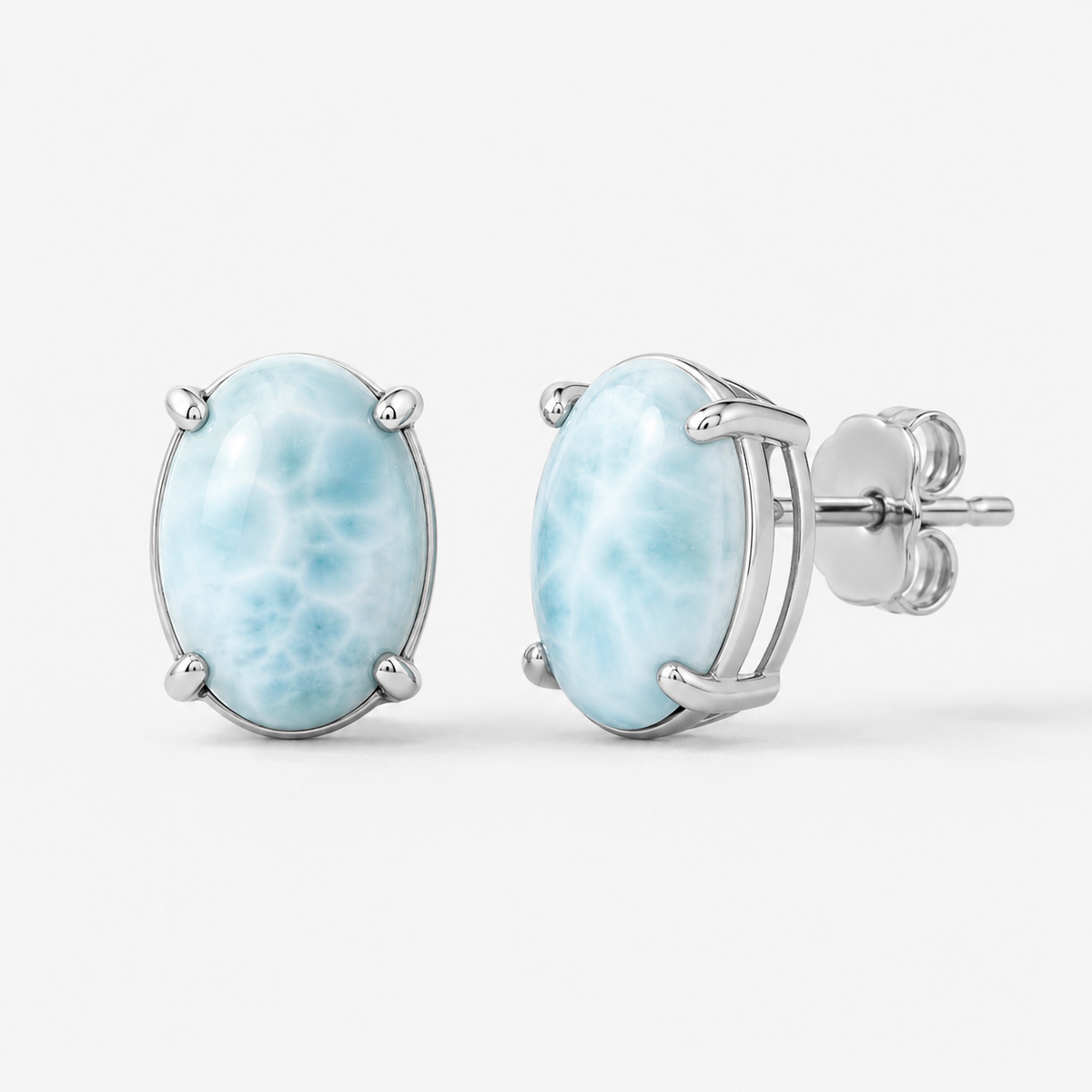Natural Larimar Stud Earrings