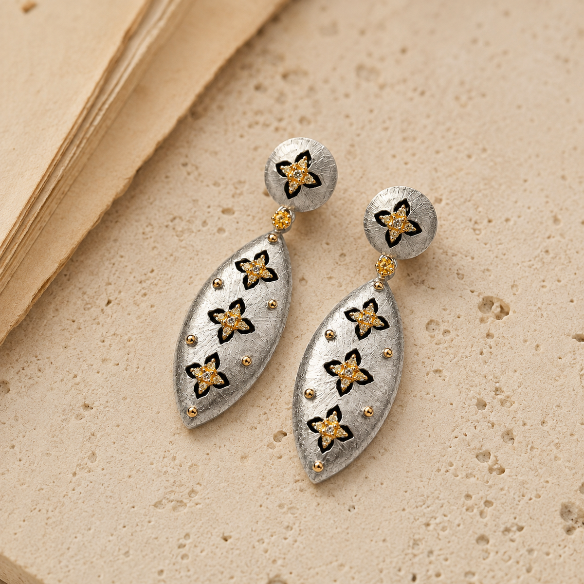 Clover Rhinestone Stud Earrings