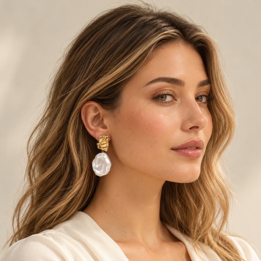Petal Keshi Freshwater Pearl Earrings
