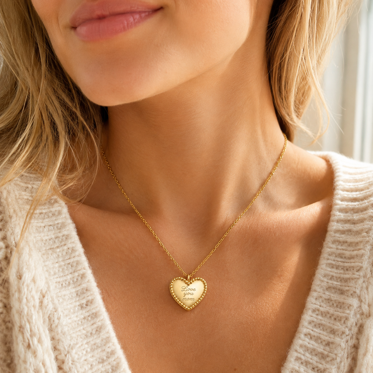 Love Mom Heart Necklace