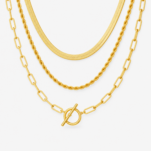 Layered Toggle Clasp Chain Necklace Set
