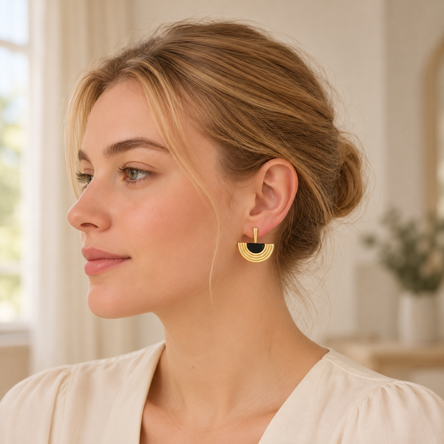 Half-Circle Statement Stud Earrings