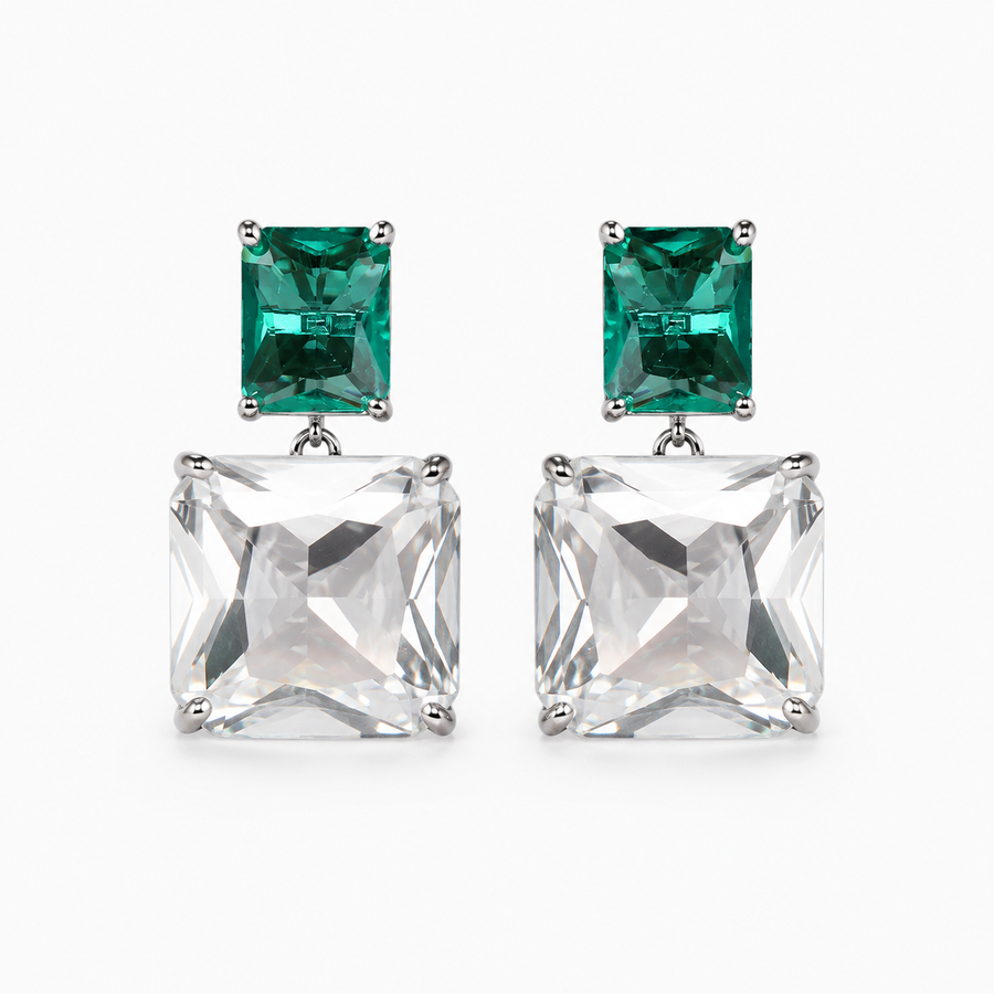 Green CZ Stud Earrings