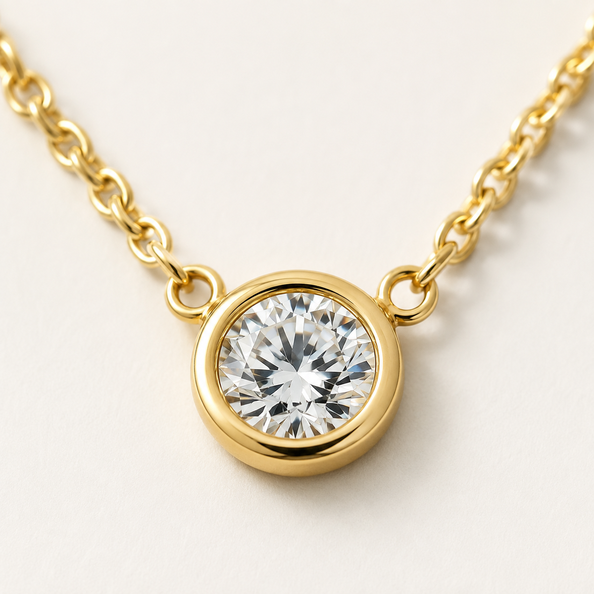 Dainty CZ Bezel Pendant Necklace