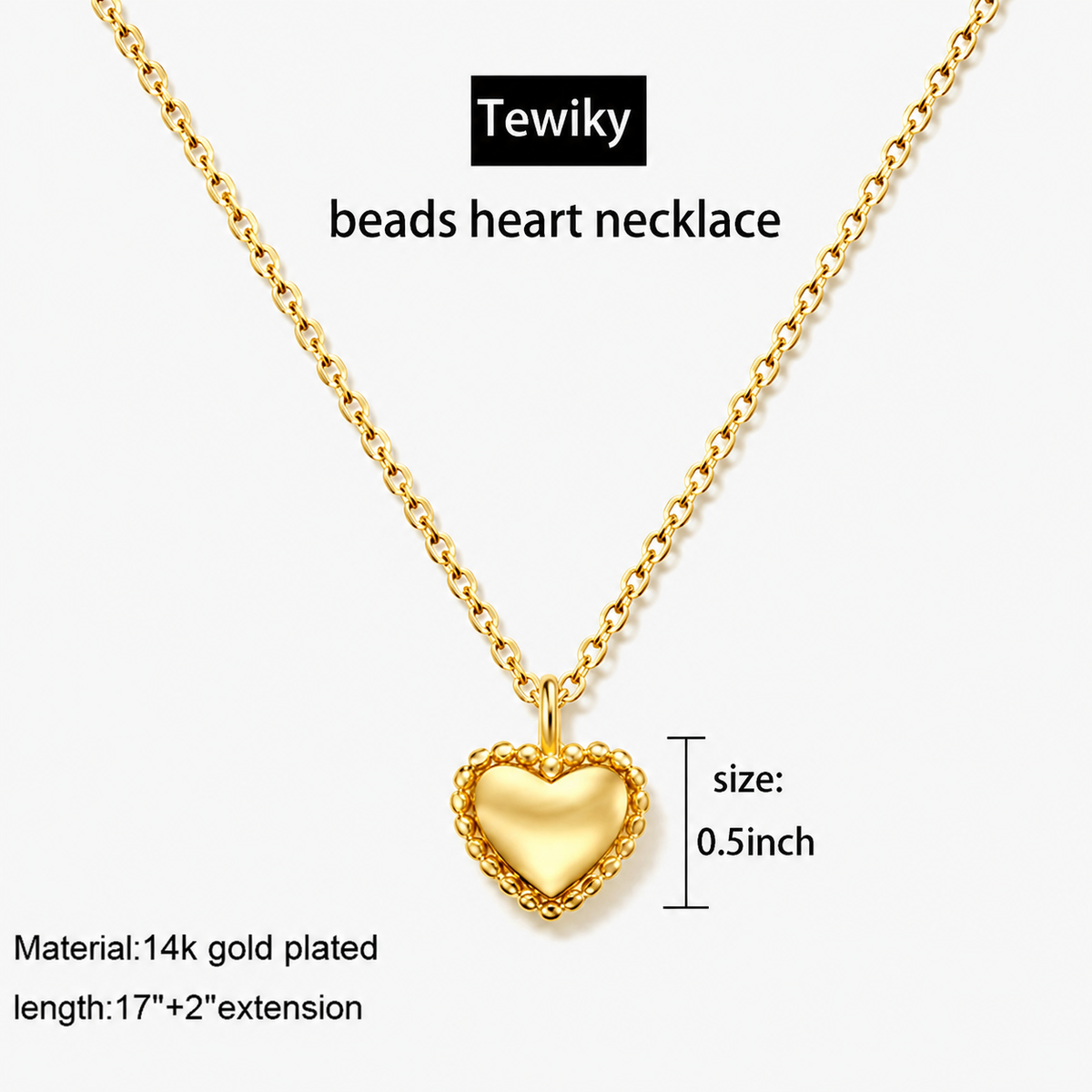 Beaded Puffed Heart Necklace