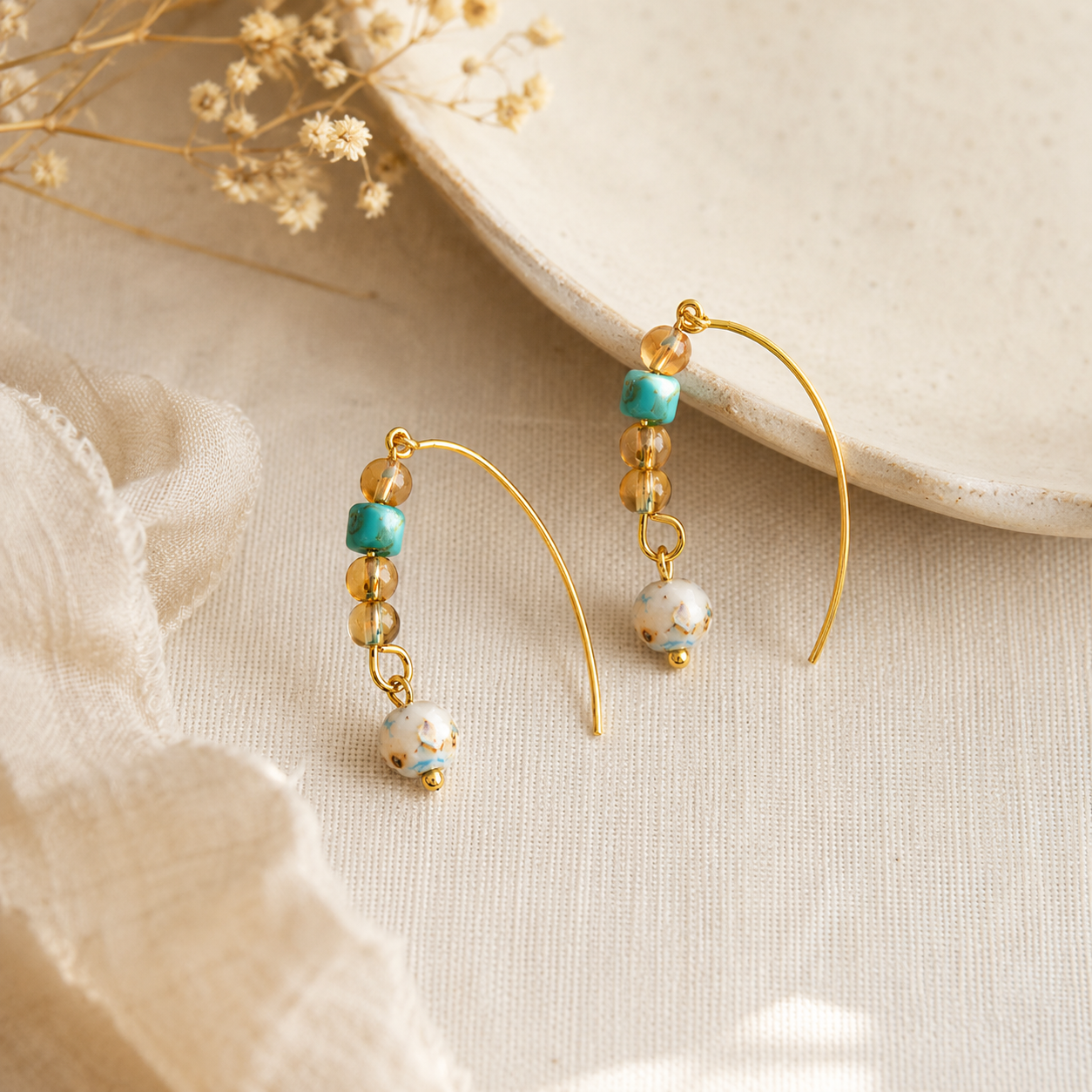 Vintage Colored Glaze Earrings