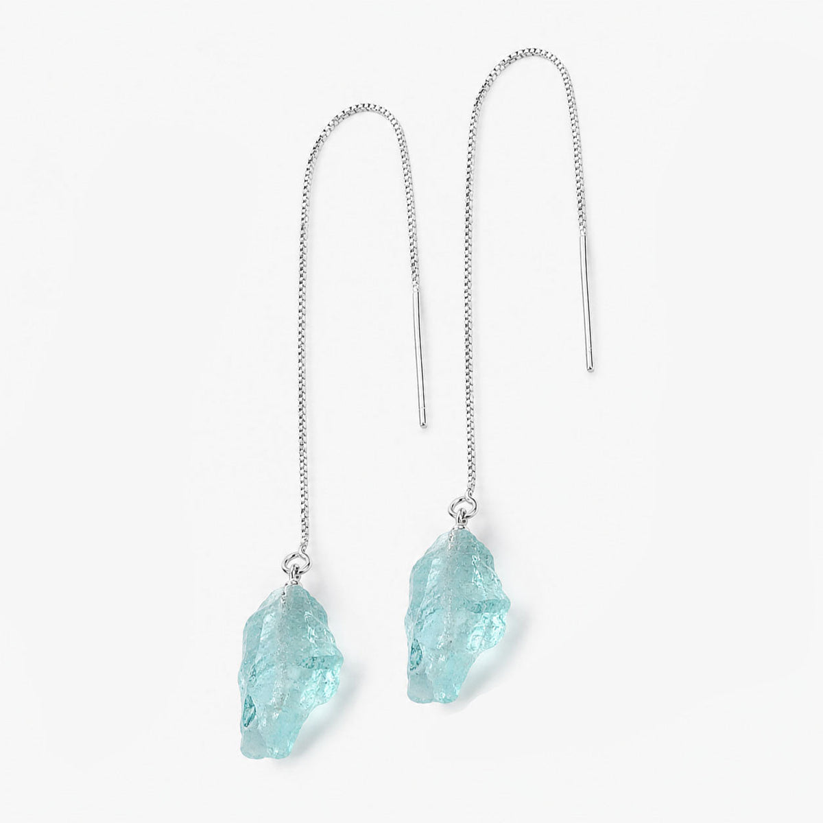 Raw Aquamarine Threader Earrings