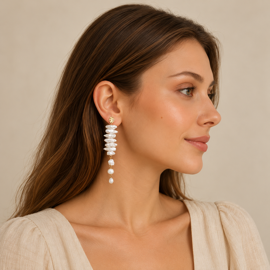 Baroque Pearl Tassel Earrings