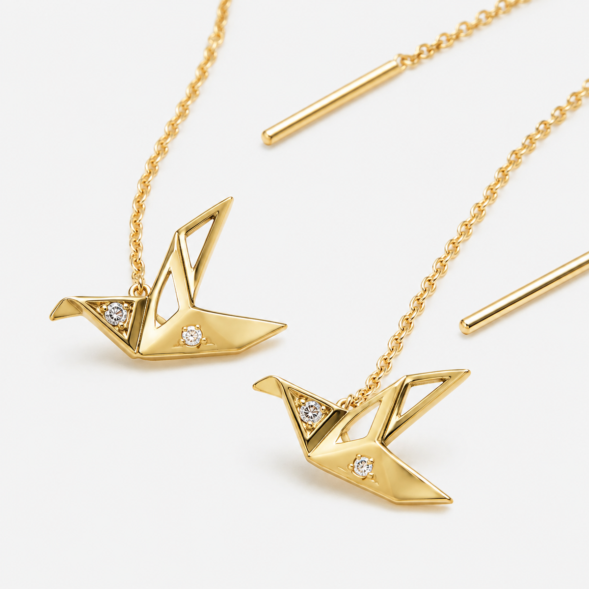 Origami Crane Threader Earrings