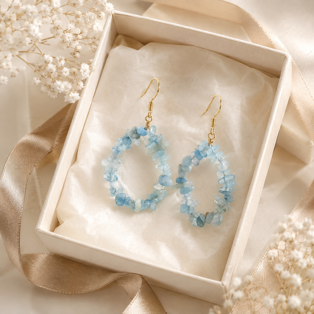 Gemstone Chip Teardrop Earrings