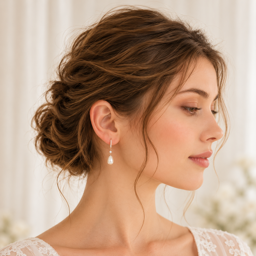 Teardrop Pearl  Crystal Earrings