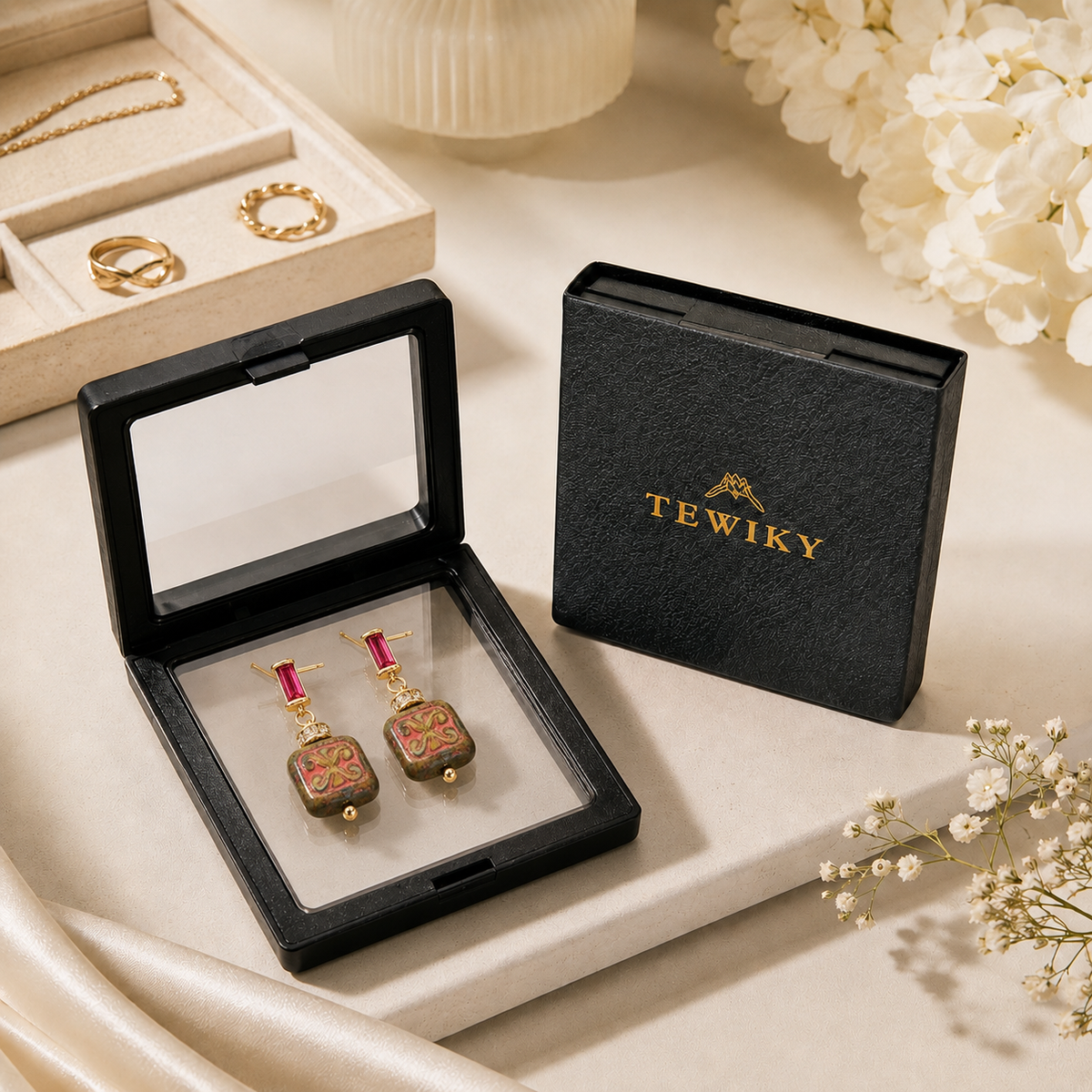Hand-Painted Czech Glass Earrings