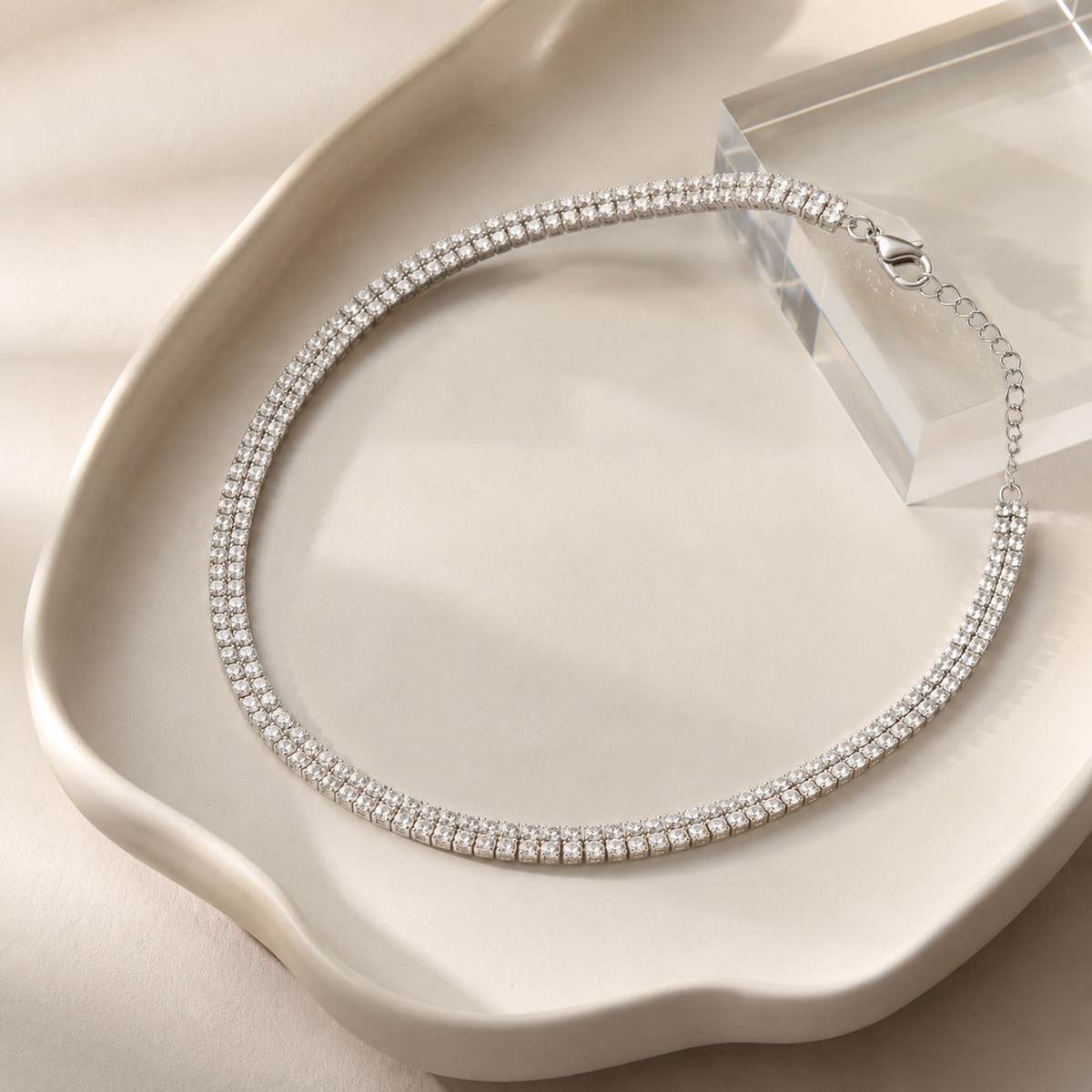 Sparkling Double-Layer Tennis Necklace