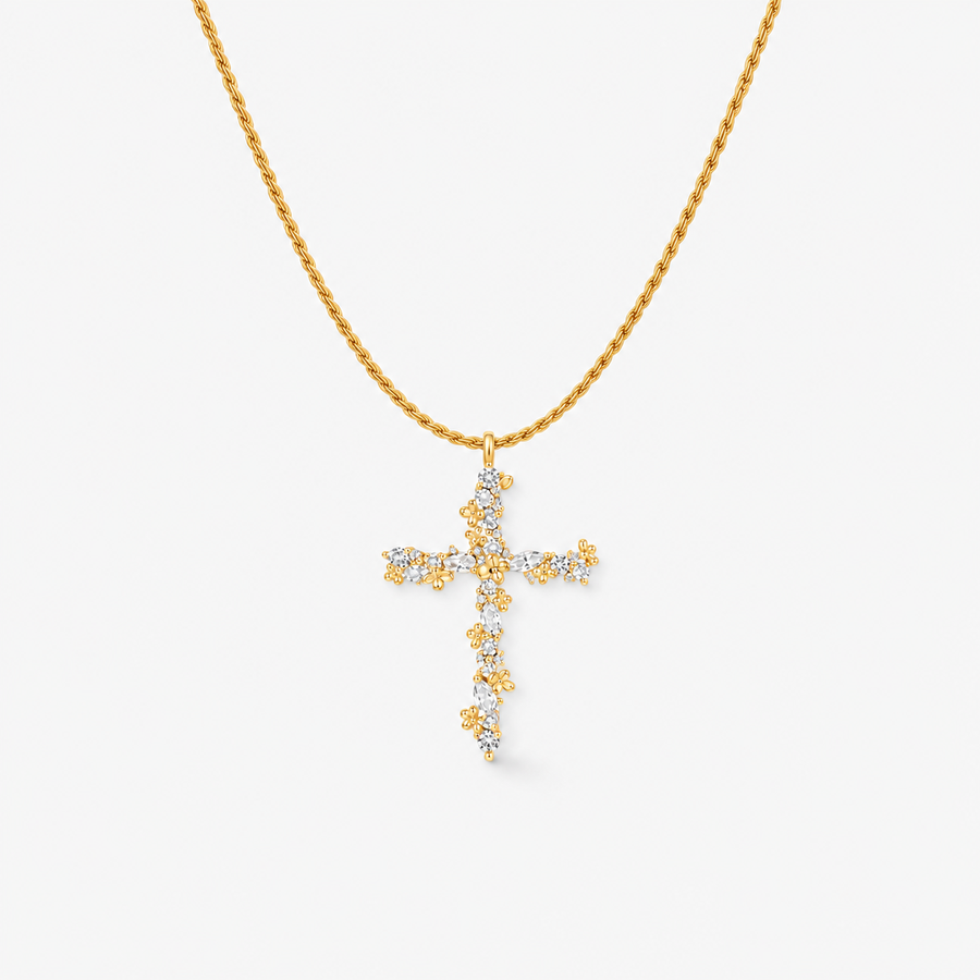 CZ Cross Pendant Necklace