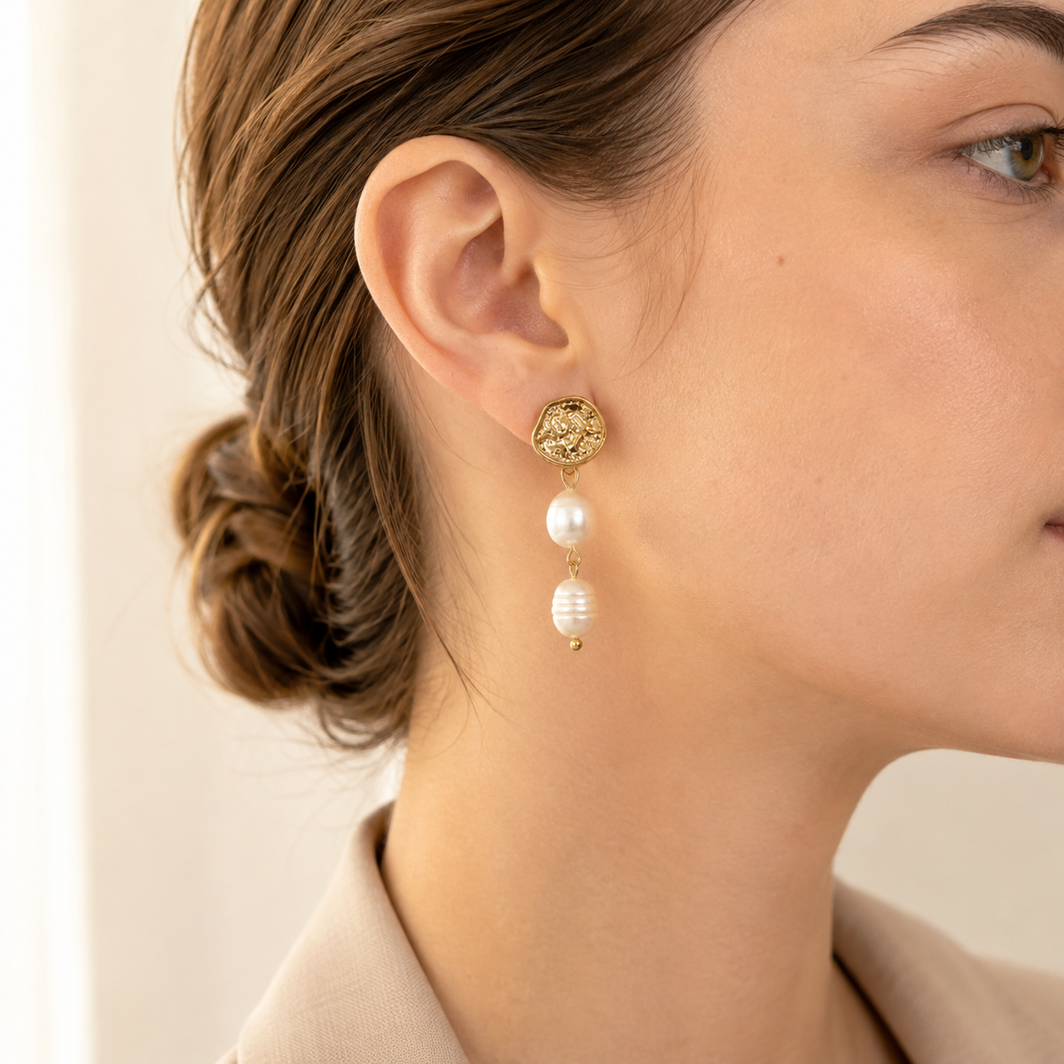 Baroque Freshwater Pearl Drop Stud Earrings